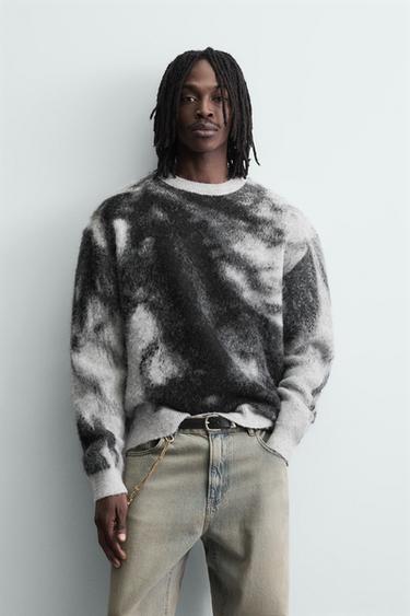 JERSEY JACQUARD ABSTRACTO TEXTURA CEPILLADO - Blanco roto de Zara