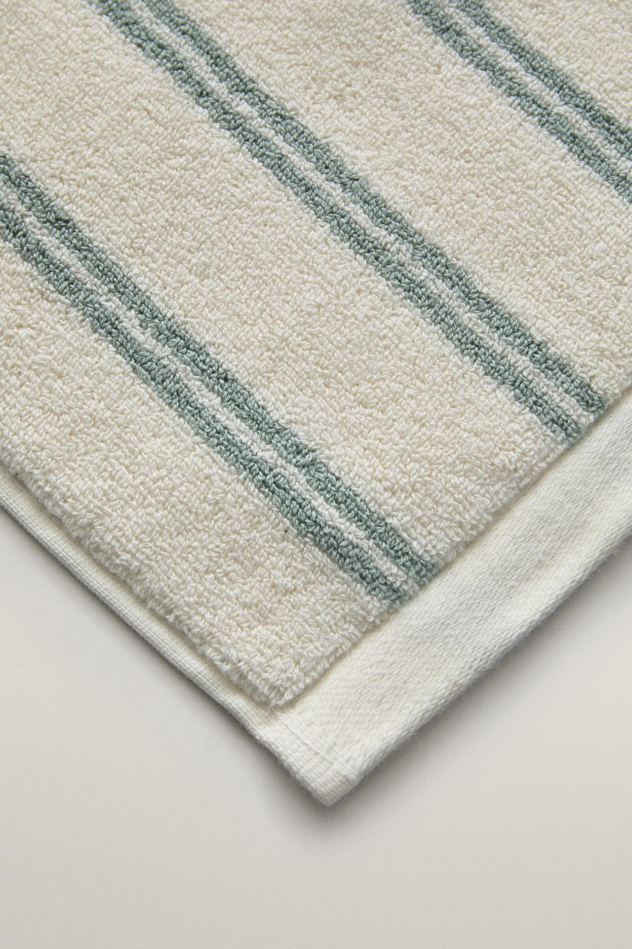 DOUBLE STRIPE BATH MAT — Ecru / Green