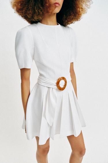 ROBE COURTE CEINTURÉE - Blanc de Zara - Image 2