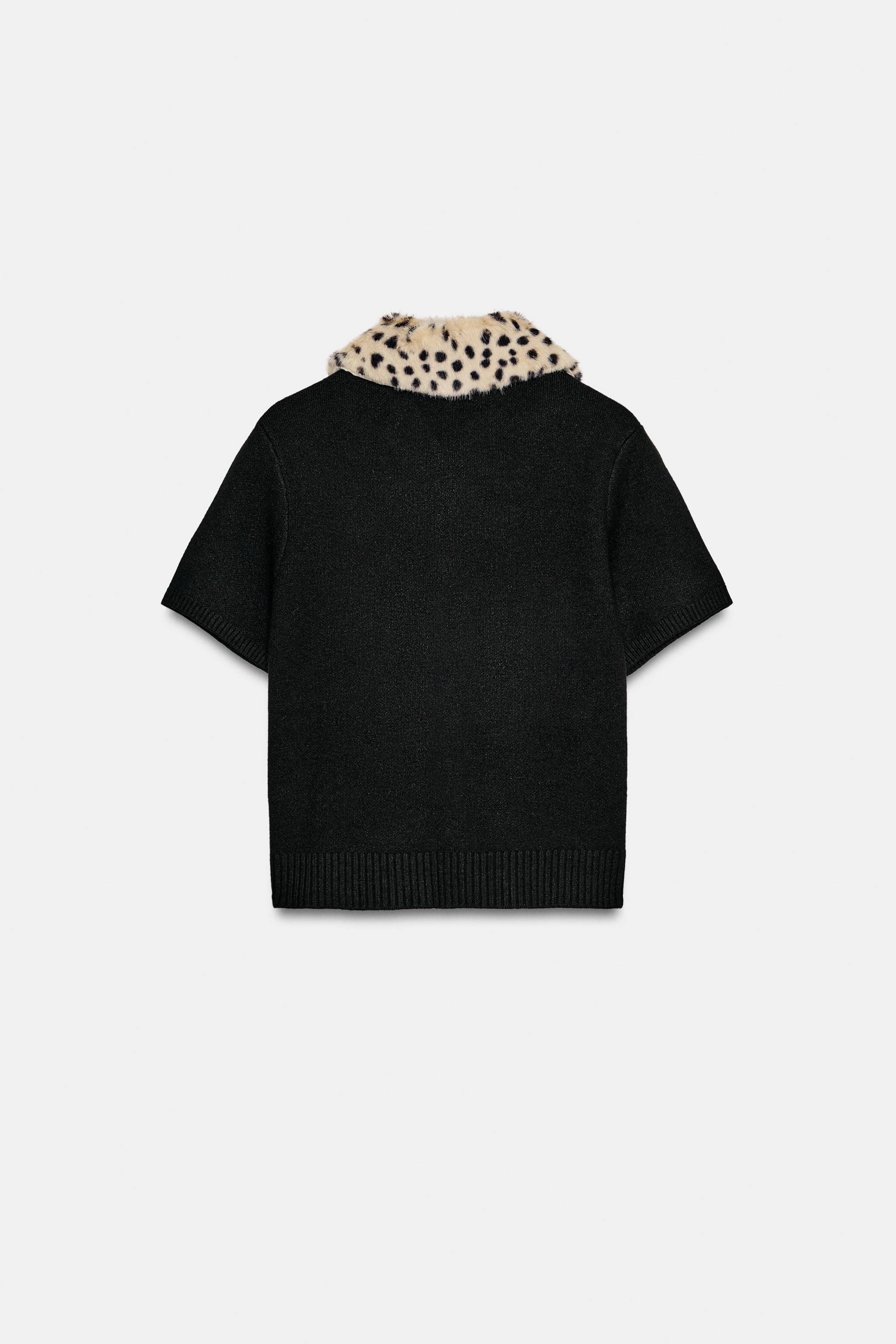 Zara ÇIKARILABİLİR SUNİ KÜRK YAKA TRİKO CEKET görsel 6