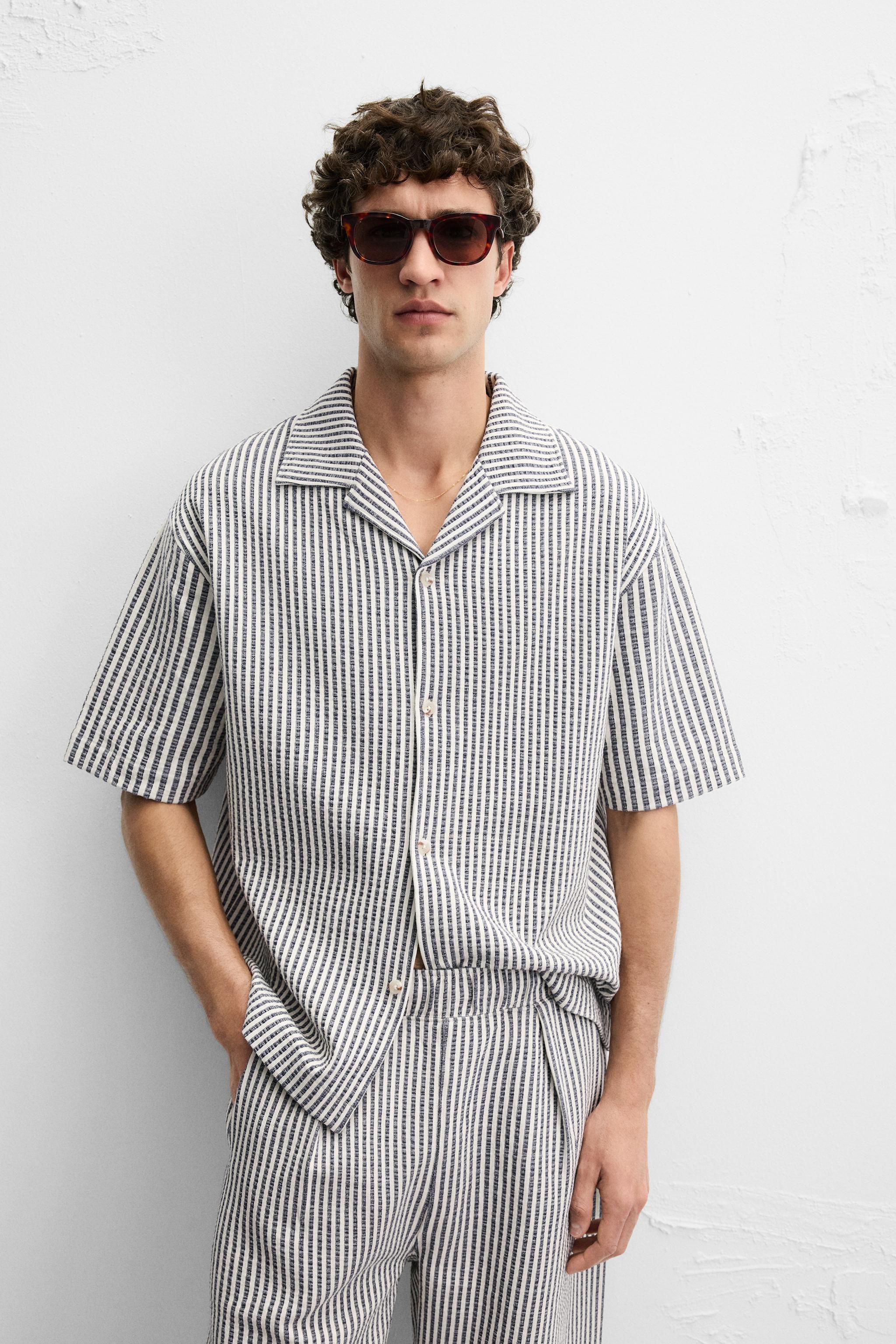 【SATIIIZ】Vero Seersucker Stripe Shirt Seersucker Stripe Ss Shirt White – Rhythm US