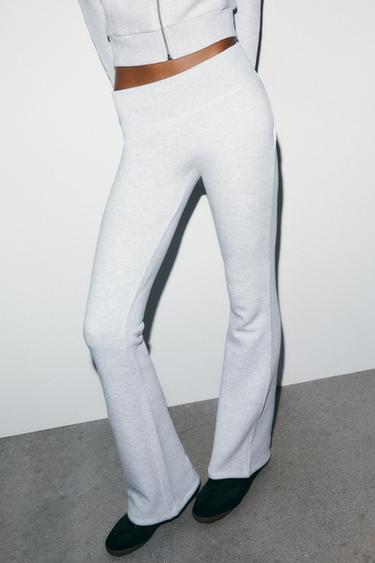 Zara FLARE FLEECE PANTS - Gray marl
