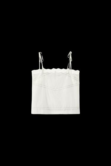 LACE LADDER STITCH TOP - Oyster-white by Zara - Image 0