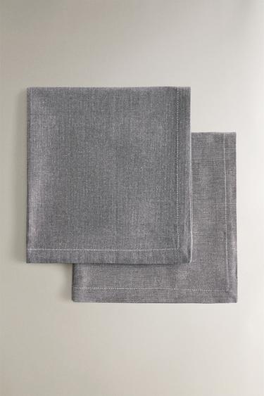 CONJUNTO DE GUARDANAPOS DE ALGODÃO MELANGE (CONJUNTO DE 2) - Cinza-escuro da Zara