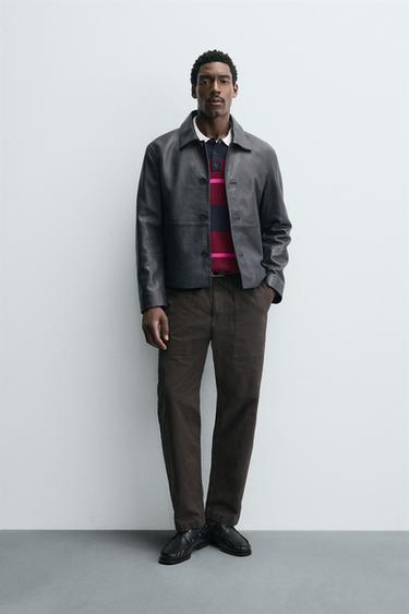 WASHED STRAIGHT-LEG TROUSERS - Dark grey by Zara