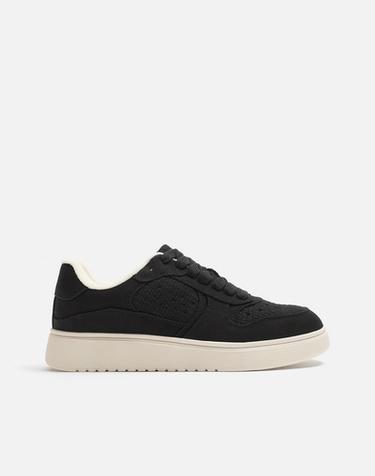 Zara RETRO FABRIC SNEAKERS - Black
