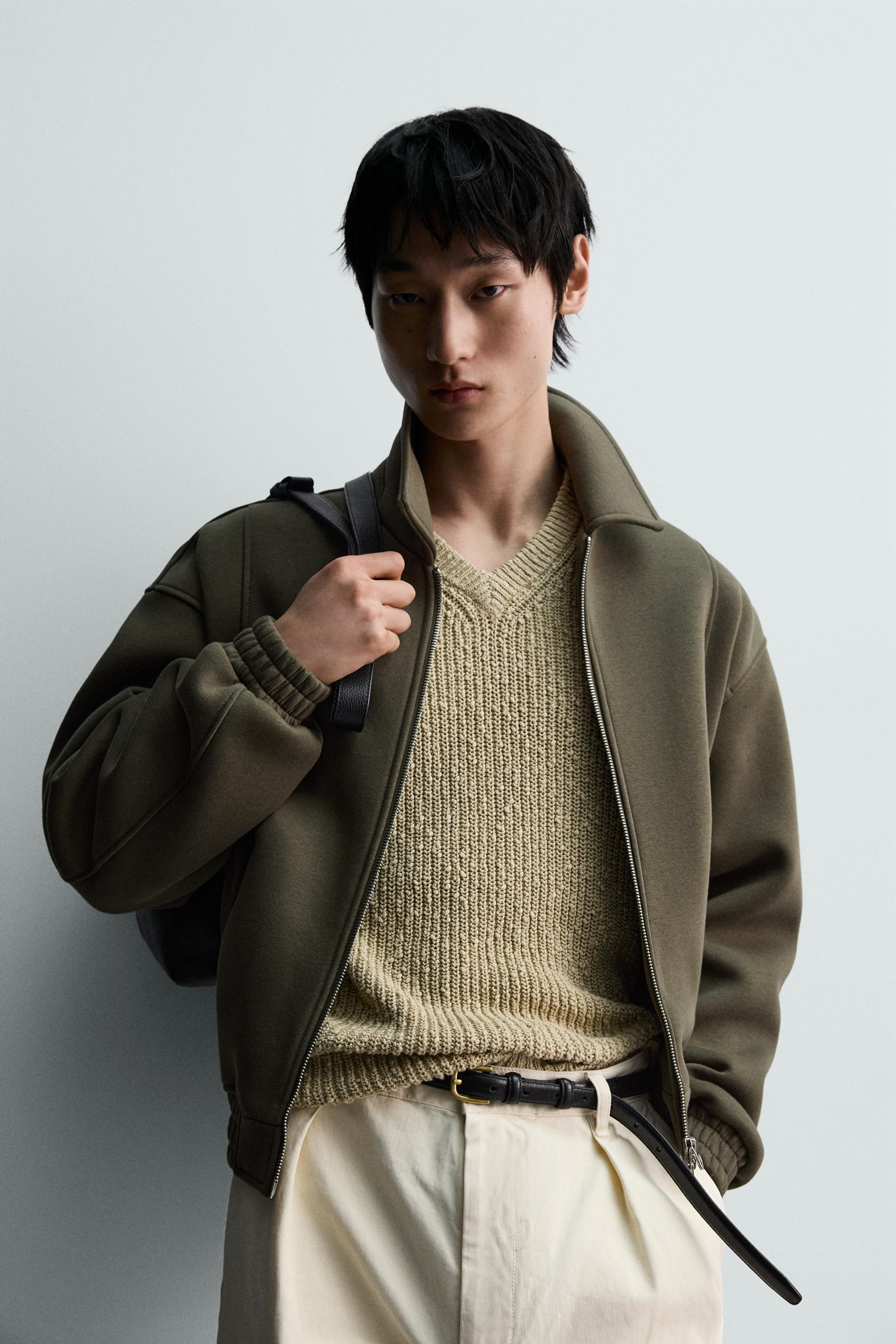 クロップドフィットテクニカルジャケット - オリーブグリーン | ZARA