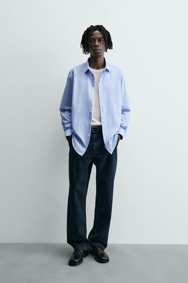 CAMISA SLIM FIT ESTRUCTURA - Celeste de Zara - Imagen 0