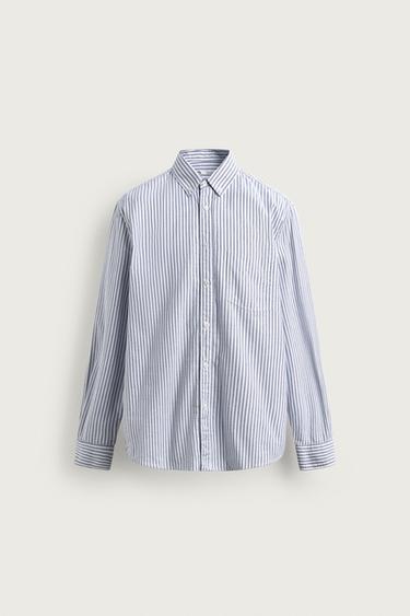 CAMISA REGULAR FIT OXFORD - Blanco / Celeste de Zara
