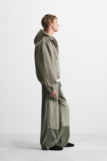 VESTE DÉLAVÉE À CAPUCHE - Kaki de Zara - Image 3