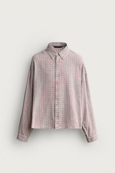Zara 寬鬆版型格紋襯衫 - 藍色