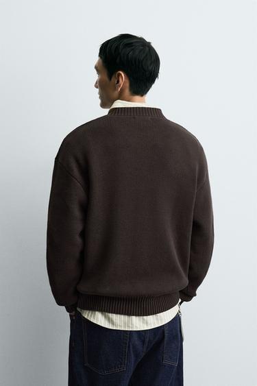 COTTON TEXTURE SWEATER - Chocolate by Zara - Image 2