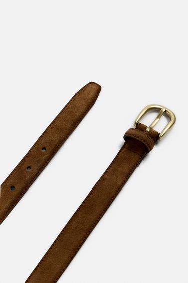 SPLIT SUEDE LEATHER BELT - camel by Zara