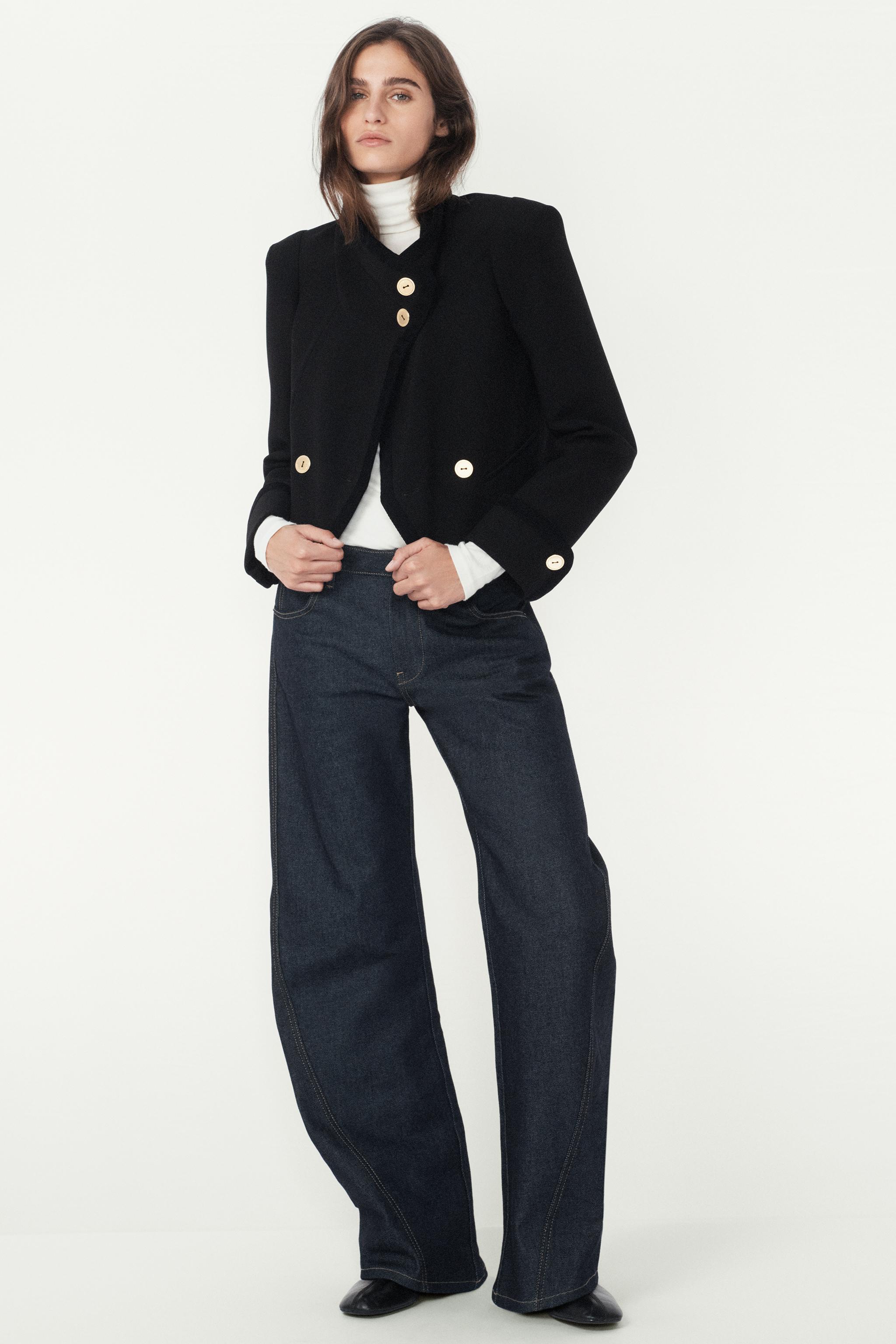 Zara - Zara VESTE TWEED AVEC BOUTONS EN PERLE Zara - Zara VESTE TWEED AVEC BOUTONS EN PERLE