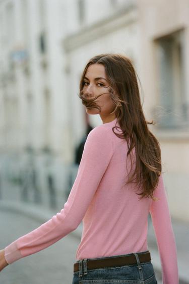 FINE KNIT WOOL BLEND JUMPER - Faded pink by Zara - Image 3