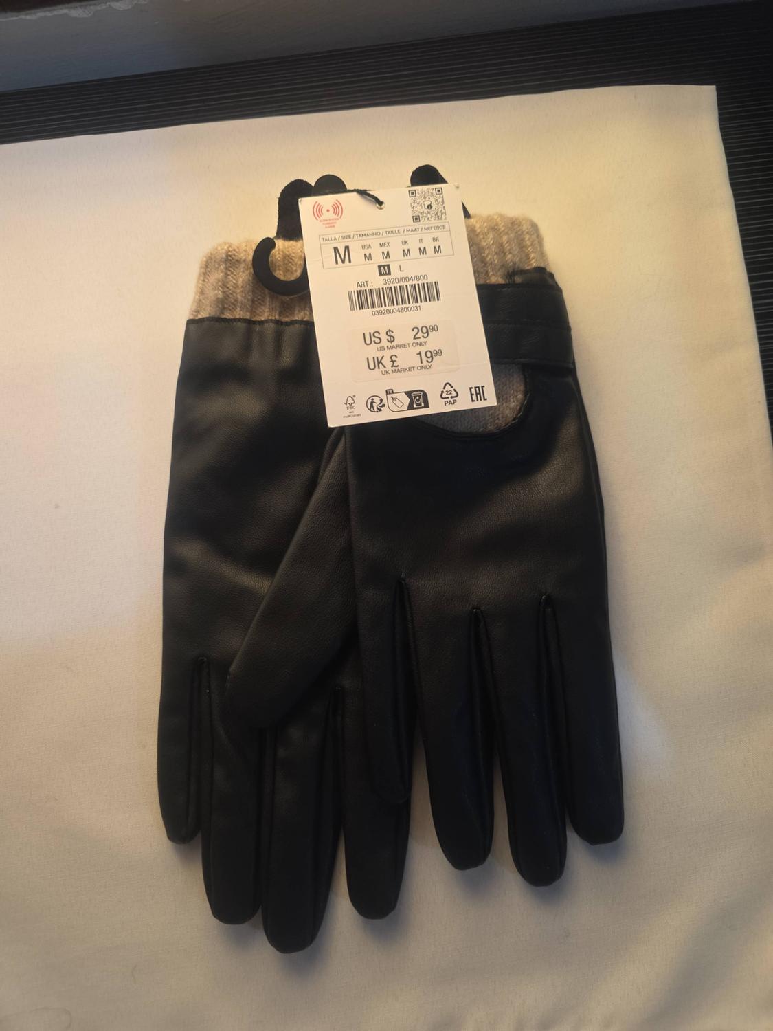 LEATHER EFFECT KNIT GLOVES - Image 4