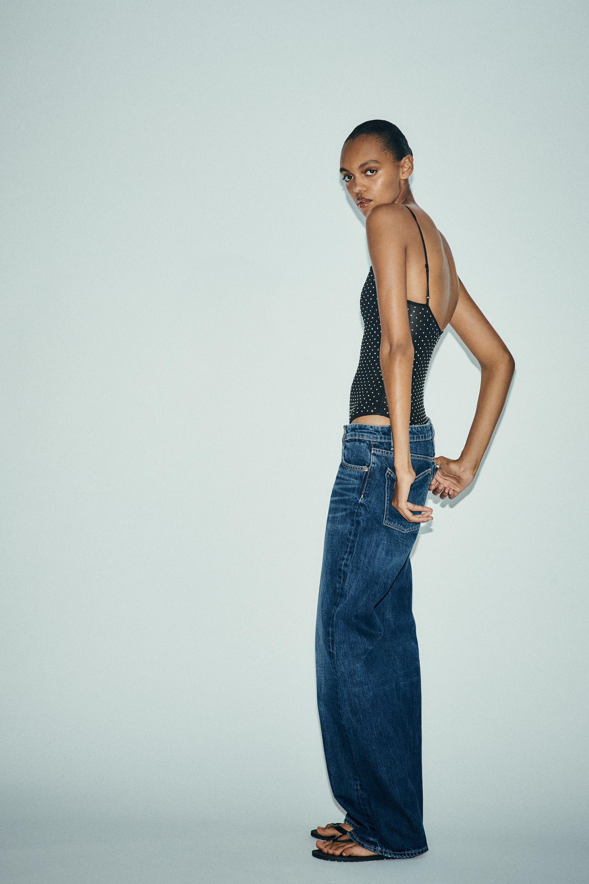 ZARA ラインストーン ボディスーツ 3641/375 ポリアミド ラインストーン ボディスーツ - ブラック | ZARA