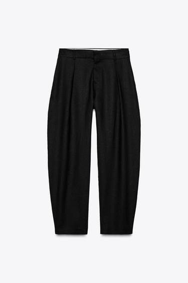 ZW COLLECTION LINEN BARREL TROUSERS - Black by Zara - Image 4