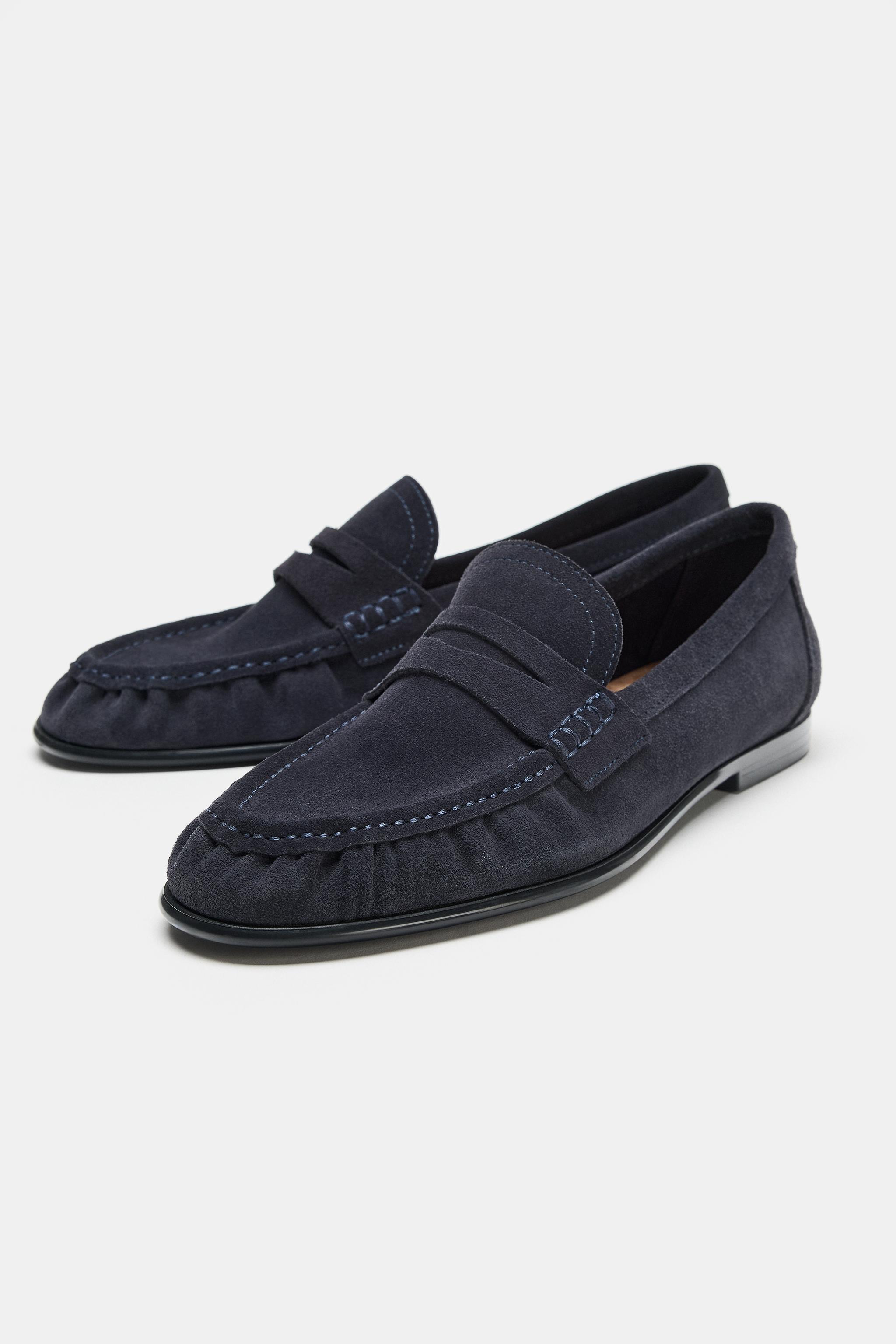 MOCASSINS FRONCÉS EN CROÛTE DE CUIR
