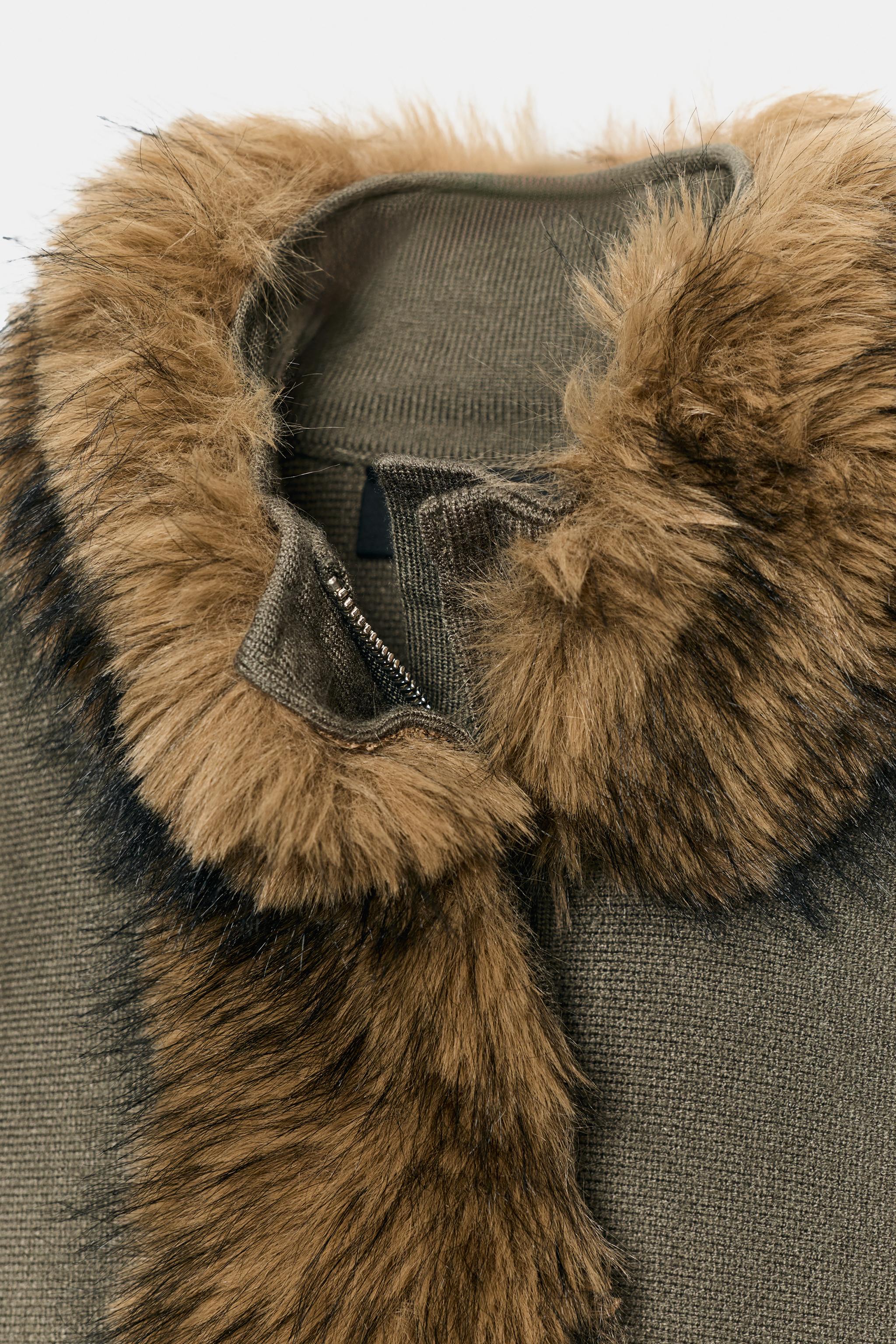 COMBINED FAUX FUR EFFECT CARDIGAN