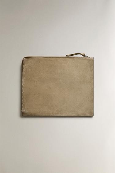 SUEDE DOCUMENT FOLDER - Ecru / Red by Zara - Image 4