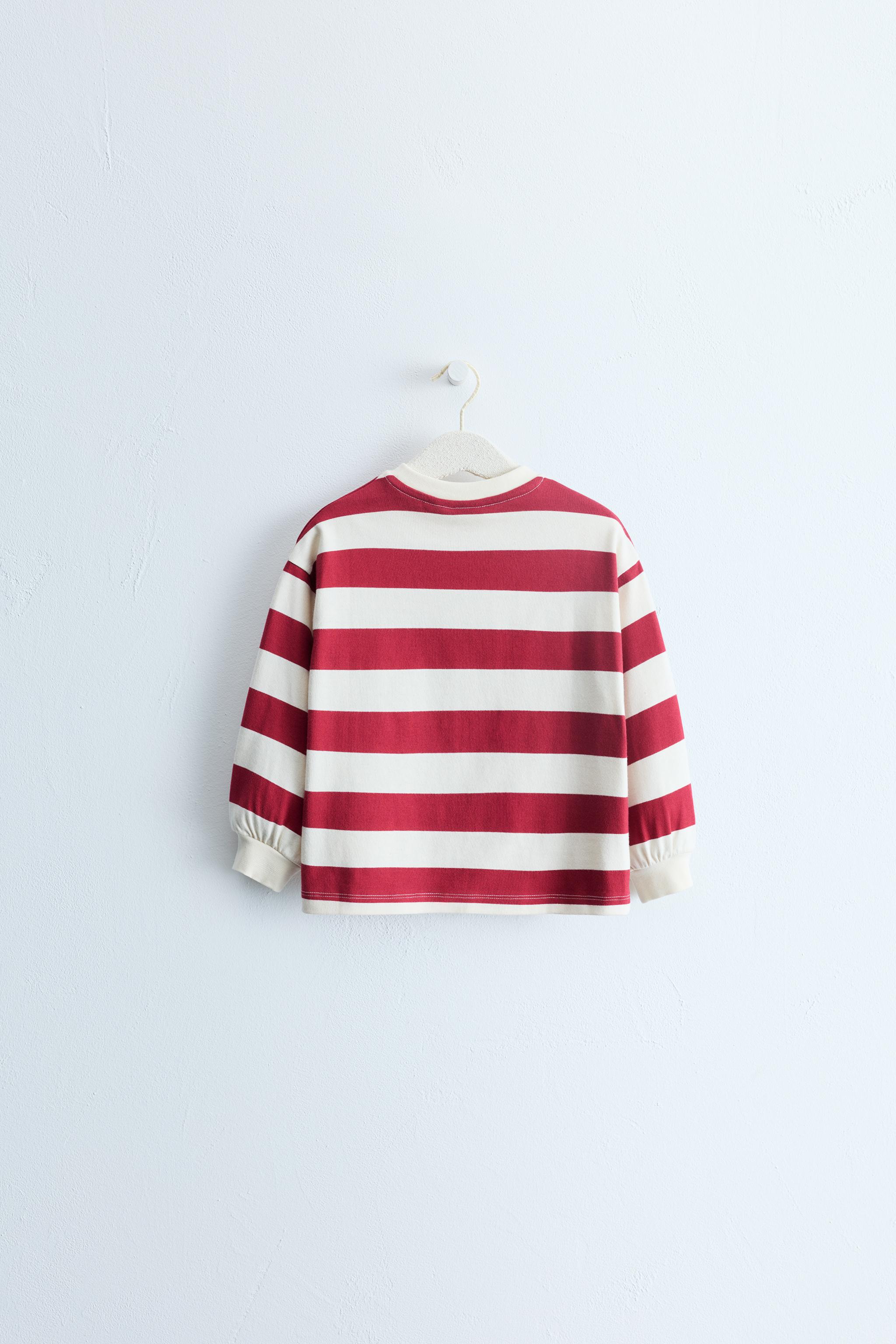 ZARA TIMELESS - STRIPED PRINT T-SHIRT — Red