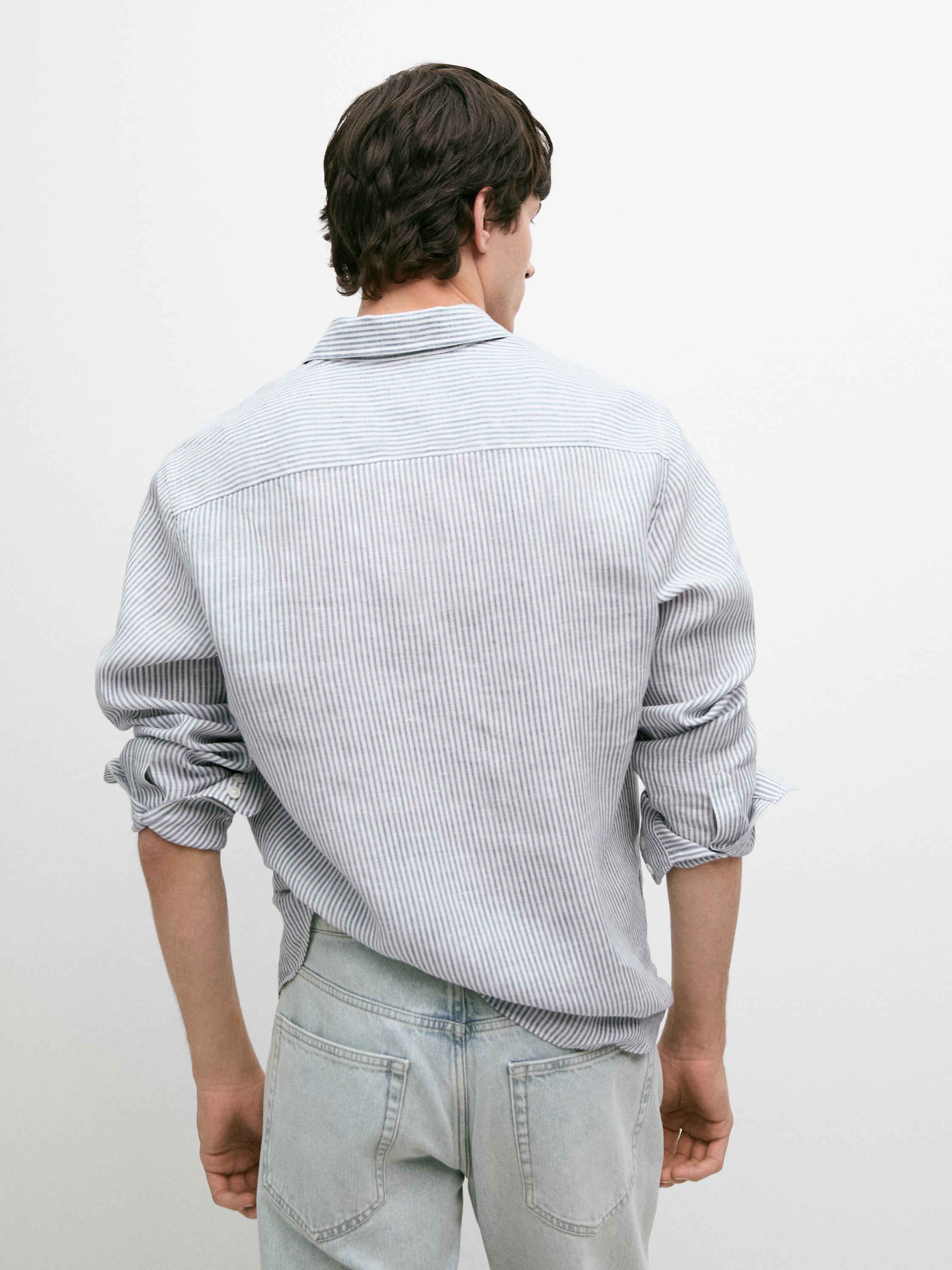 Striped slim fit linen shirt