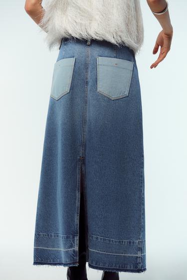 Z1975 COMBINED DENIM MIDI SKIRT - Mid-blue by Zara - Image 6