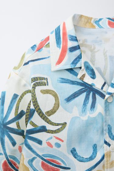 SHAPE PRINT SHIRT - Mid-blue by Zara - Image 2