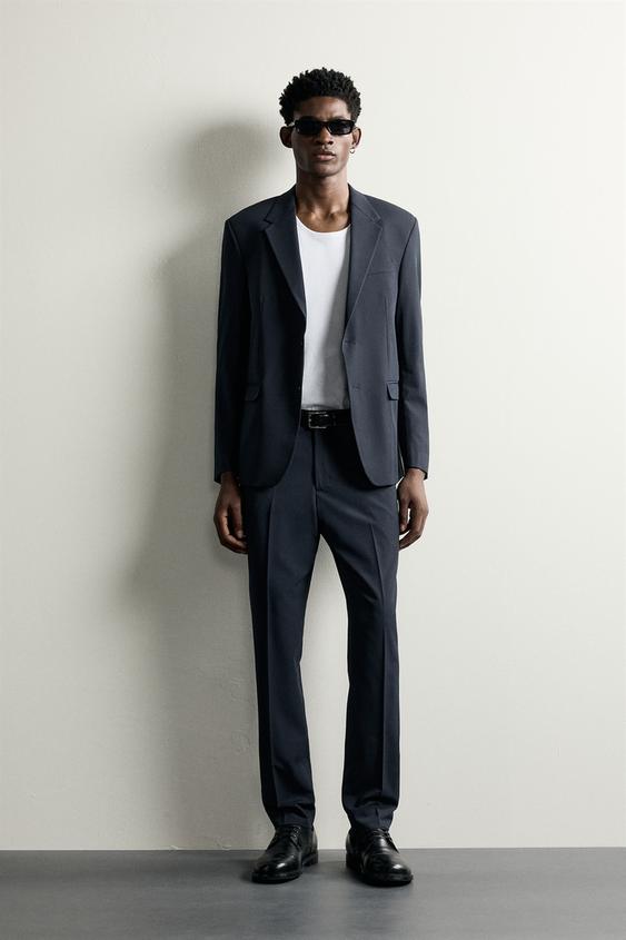 PANTALÓN TRAJE ESTRUCTURA - Marino de Zara - Imagen 0