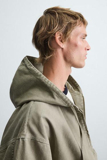 WASHED HOODED JACKET - Khaki by Zara - Image 5