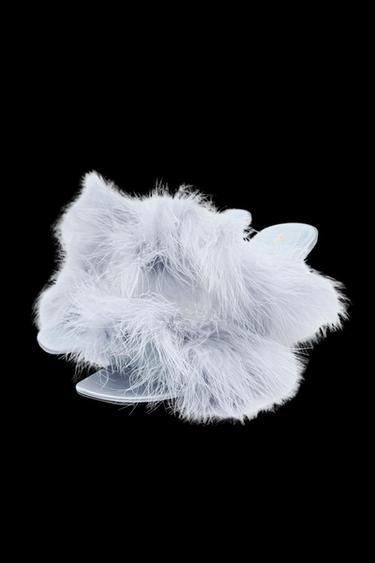 FEATHER HEELED SANDALS - Sky Blue by Zara