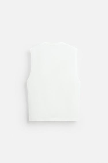 Zara RELAXED FIT TANK T-SHIRT - White
