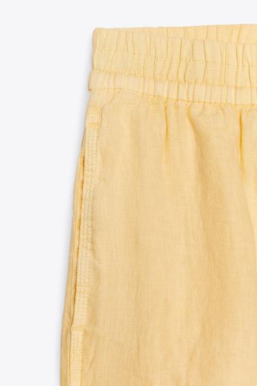 SHORT EN LIN 100 % ZW COLLECTION - Jaune pastel de Zara - Image 5