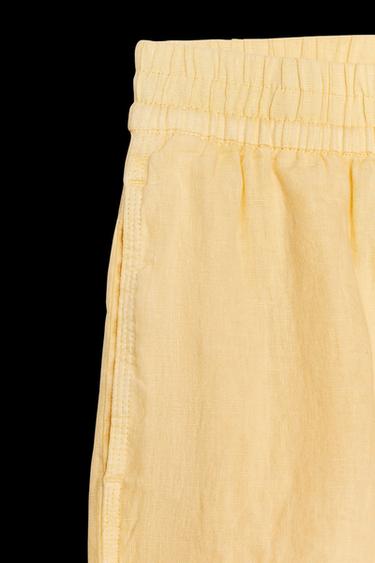 100% LINEN SHORTS ZW COLLECTION - Pastel yellow by Zara