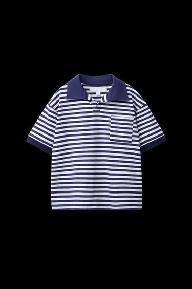 Zara STRIPED POLO SHIRT - Navy blue - Image 0
