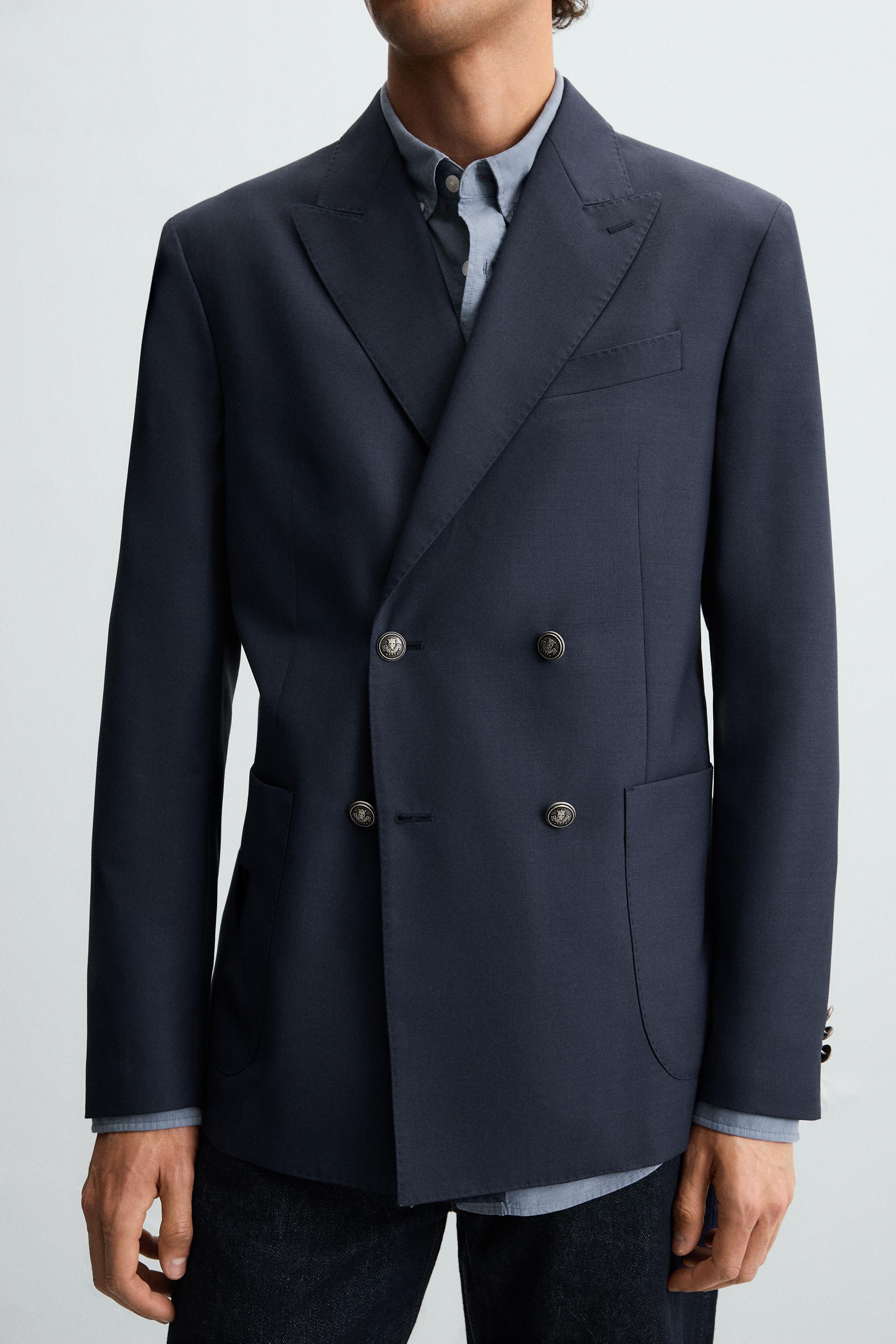 ウールブレンド スーツブレザーEU 54 （JP 54）|ネイビーブルーZARA ウールブレンド スーツブレザーEU 54 （JP 54）|ネイビーブルーZARA