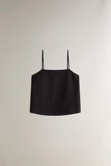 توب كتان - رمادي داكن الخاص بـ Zara