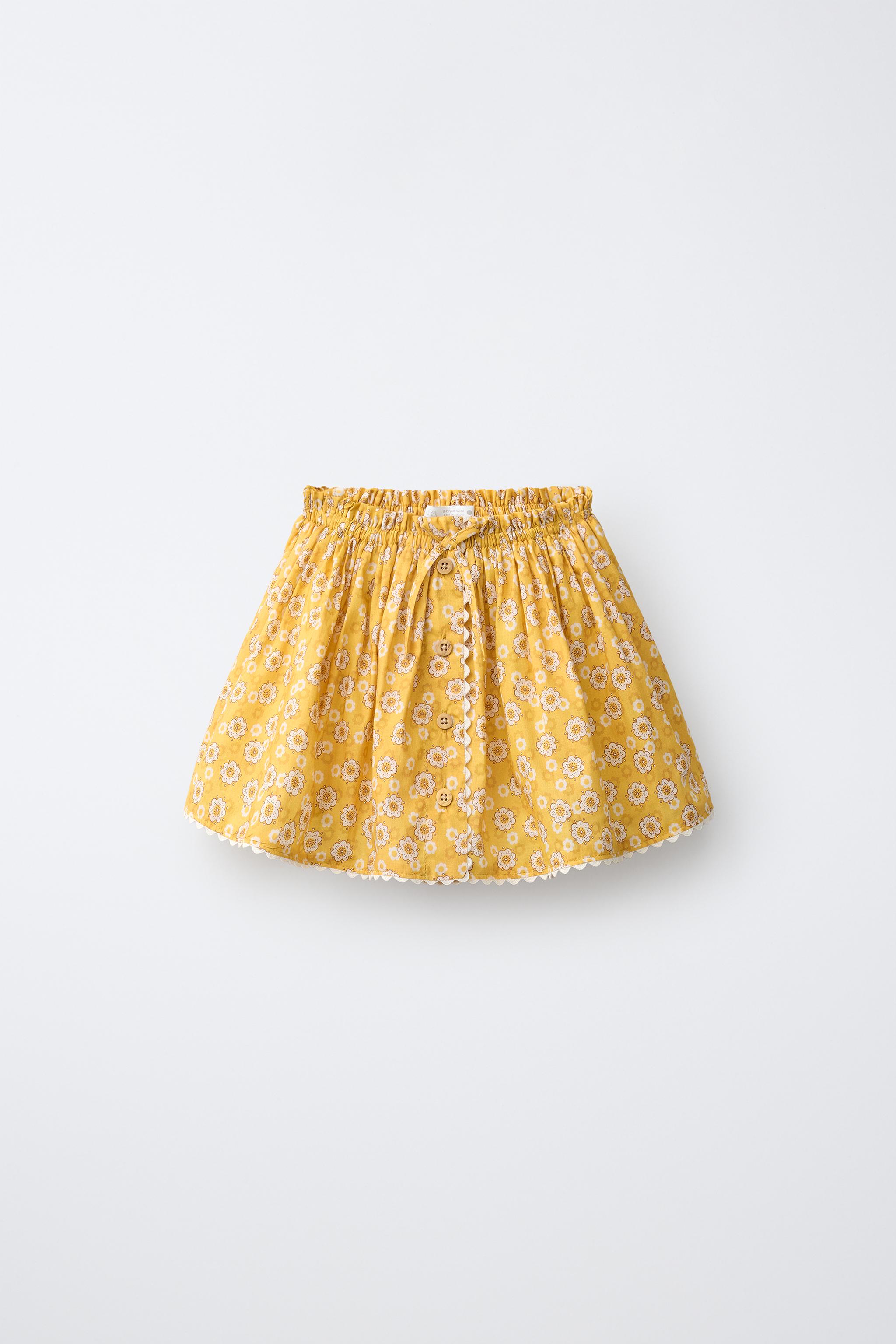 FLORAL SKIRT WITH RUCHING