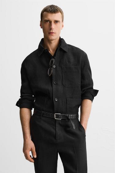 100% LINEN LIMITED EDITION OVERSHIRT - Black by Zara - Image 5