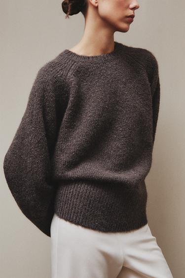 KNIT SWEATER - Grey / Tan by Zara - Image 4