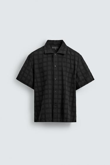 РУБАШКА ИЗ ВЫСТИРАННОЙ ТКАНИ — ЧЕРНЫЙ от Zara