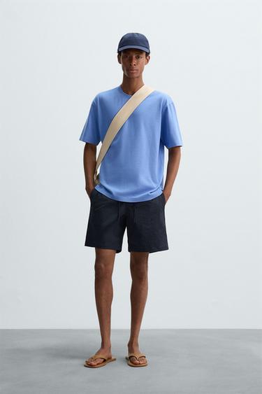 Zara HEAVYWEIGHT SHORT SLEEVE T-SHIRT - Faded blue - Image 0