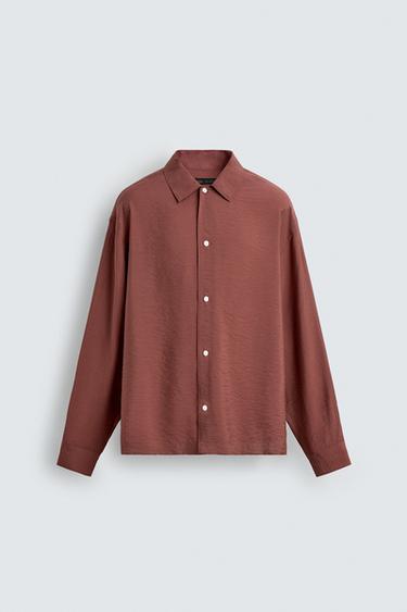CAMISA RELAXED FIT ESTRUCTURA - MARSALA de Zara - Imagen 0