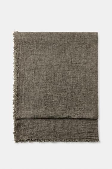 WOOL-BLEND RUSTIC PLAIN SCARF — Brown / Taupe 2