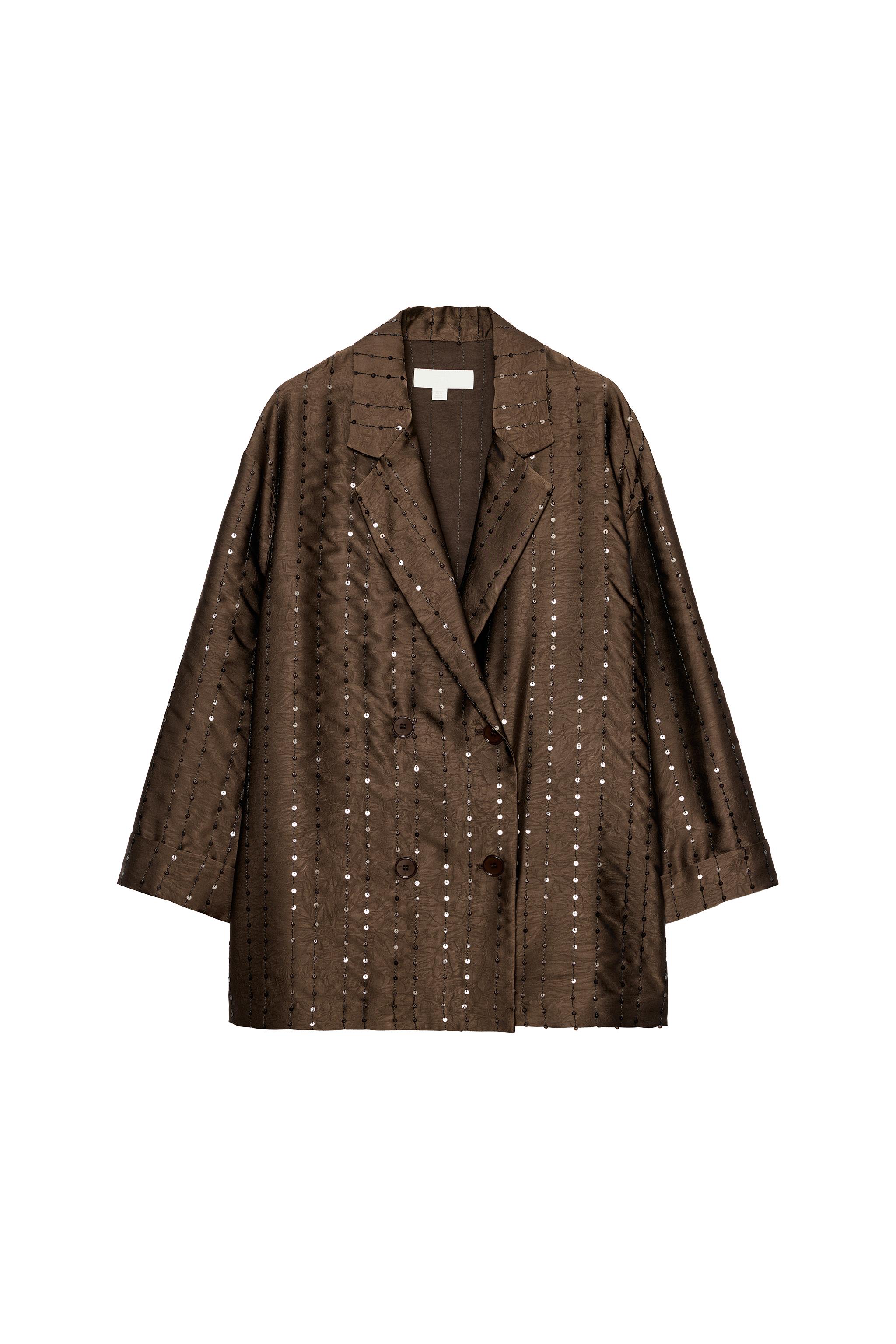 ダブルブレスト仕様スパンコールブレザー - ブラウン | ZARA Japan / 日本