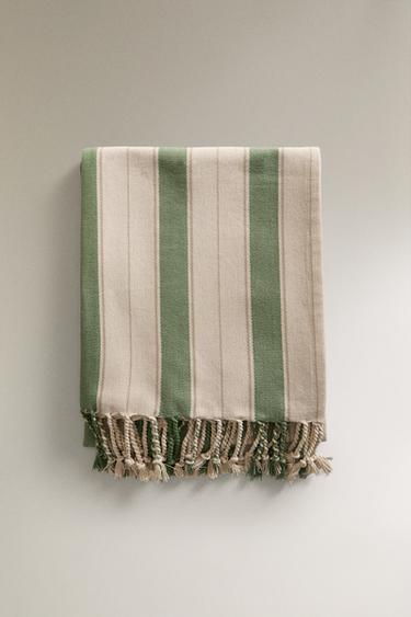 GREEN STRIPED THROW - Green by Zara - Image 4