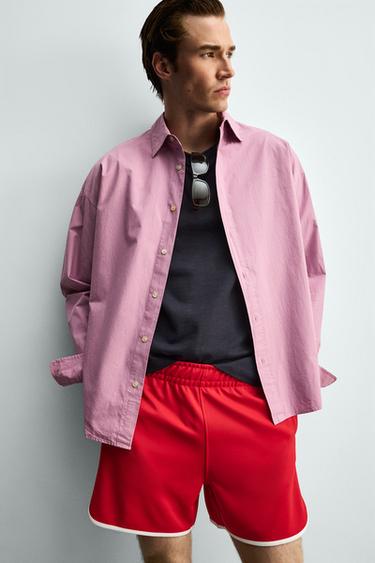 SHORT LISERÉS CONTRASTÉS - Rouge de Zara - Image 4