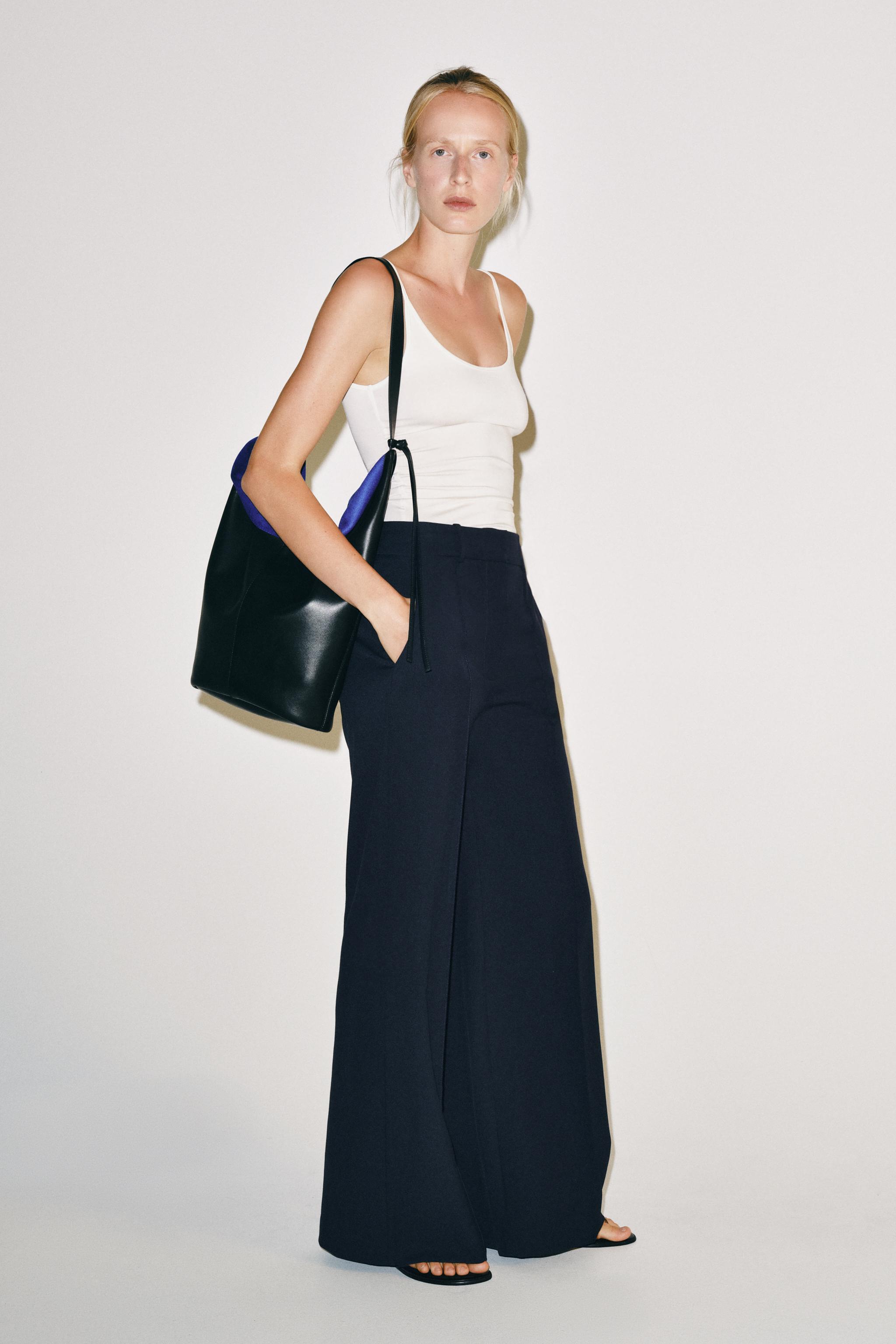 ZW COLLECTION WIDE-LEG TROUSERS — Navy blue