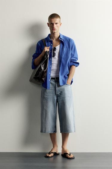 JORTS DENIM BAGGY FIT - Bleu clair de Zara